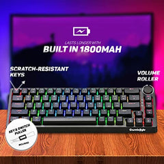 Cosmic Byte CB-GK-33 Astra Hot Swappable 67 Key Wired + Bluetooth Mechanical Keyboard, 1000Hz Polling Rate, Per Key RGB, Software Customization, Outemu Blue Switches (Black)
