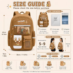 TS WITH TECHSUN College Laptop Backpack for Women & Teens with Zipper Pouch | School Bag for Girls 13-14 Years | 18 Inch Book Backpack | Travel School Bag, Tuition, Coaching (CAPYBARA - BROWN)