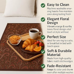Homerz Premium Bed Server Food Mat Reversible Bed Server, Mattress Protector for Home | Food Mat for Kids, Size 36x36 inch, Double Side use Kitchen, Cupboard, Drawer, Wardrobe (Brown Lotus New)