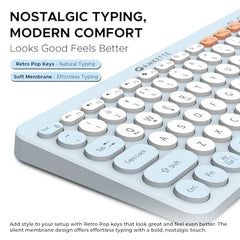 Amkette New and Improved Optimus BT 4 in 1 Multi Device Wireless Keyboard/Bluetooth Keyboard | One Click Device Switching and AI Access for Windows, MacOs, Android and iOS, Dual OS Layout (Blue)
