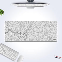 White Topographical XXL Gaming Deskmat 900x450mm – Extended Mousepad for PC