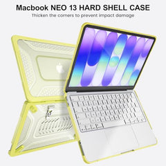ProElite Transparent Case for MacBook Neo 13 inch 2026 Model Touch ID, Heavy Duty Honeycomb Hard Shell with Slim TPU Bumper and Fold Kickstand, Dark Blue