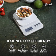 Fitkit Digital Kitchen Food Scale, 10kg Capacity, Grey, LCD Display with Tare & Unit Conversion for Diet Tracking