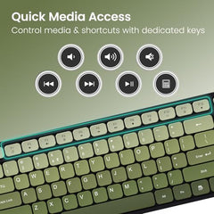 Portronics Key11 Combo Rechargeable Wireless Keyboard and Mouse Set, Bluetooth 5.3&2.4GHz Wireless,Type-C Fast Charging,Gradient Keys, Noiseless Typing, High Precision Mouse, for PC&Laptop(Grey)