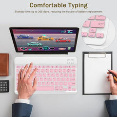 GOGARA Bluetooth Keyboard and Mouse Combo, Qwert Layout, Light Blue Universal Ultra-Slim, Wireless, Android Windows iPad iPhone Samsung Tablet, Portable Compact