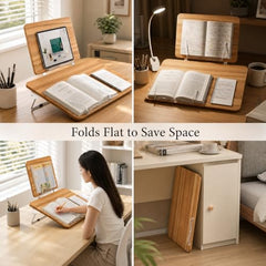 Sunchhaya Acrylic Book Stand for Reading – Clear Adjustable Book Holder with 360° Rotating Base, Foldable Reading Stand for Desk, Cookbook, Tablet & Laptop Stand, Height & Angle Adjustable (R22H)