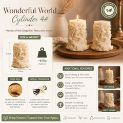Decorative Fragrance Candle with Raised 3D Ivory Swirl Pillar Artwork | Long Burning Scented Candle for Home Décor, Living Room, Bedroom, Meditation Space, Table Decoration & Gift