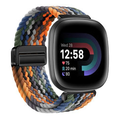KEYSJEFF Nylon Watch Strap Compatible with Fitbit Versa 3/Versa 4/Fitbit Sense/Sense 2 Braided Elastics Sport Watch Band Adjustable Magnetic Buckle Straps Women Men (Not Include Watch) (Cowboy Colorful)
