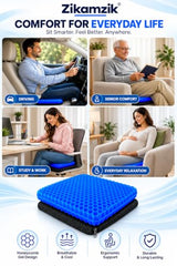 ZIKAMZIK Gel Cushion Orthopaedic Seat Cushion | Upgraded Breathable Gel Seat Cushion with Non-Slip Cover for Office Chair, Car, Wheelchair & Home | Comfortable Support for Long Sitting