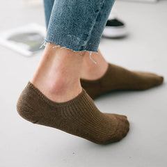 MOMISY Unisex Cotton Invisible No show Cotton Loafer Adult Socks for men & Women (Multi-colour Pack of 5)-Free Size (BlkBluDrkGreLitGreBrown)