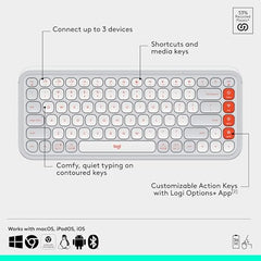 Logitech POP ICON Combo, Bluetooth Keyboard and Mouse Combo, Comfortable Typing, programmable Keys and Buttons, Quiet clicks, Easy-Switch up to 3 Devices - Graphite