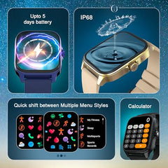 Fastrack Astor FS1 Pro Smart Watch, 1.97" AMOLED Display, Bluetooth Calling, 100+ Sports Modes, SpO2 & Heart Rate Monitoring, Women's Health, IP68, Up to 5 Days Battery, Functional Crown (Blue)