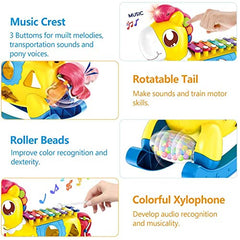 SYGA Happy Pony Musical Toy Best Gift for Kids Newest Xylophone Toy with Light and Music