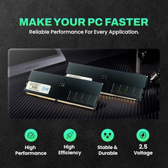 EVM 16GB DDR5 Desktop RAM Memory | 4800MHz | PC5-38400 | Long-DIMM | 288-Pin | CL19 | 1.1V Low Voltage | High Speed Performance | Intel & AMD Compatible | 10 Year Warranty (EVMT16G4800U88P)