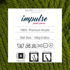 WOAFASHIONS - World of Arts Impulse Hand Knitting & Crochet Yarn, Premium Acrylic, 4 : Medium (Anchor Grey) (100gms / 3.5oz / 200mtr / 218yds)