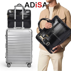 ADISA Laptop Bag for Men - Faux Leather Office Messenger Briefcase with Laptop Compartment for Work, Business, Corporate & Professional Use (LB6050)