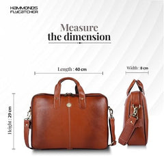 HAMMONDS FLYCATCHER Genuine Leather Office Bag for Men - 15.6 Inch Laptop Bag for Men for Professionals, Business Travelers - Adjustable Straps & Multiple Compartments - 1 Year Warranty - Brown