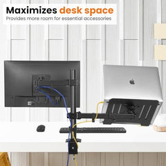 Dyazo Single Monitor Desk Mount Stand | Height Adjustable Fully Articulating Arm for 13–32 Inch Screens | VESA 75×75/100×100 Compatible | Tilt & Rotate Monitor Holder with C-Clamp/Grommet Base (Black)