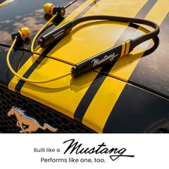 GOBOULT. Mustang TuneX Bluetooth Earphone with 40H Playtime, Dual Pairing Neckband, Zen™ ENC Mic, Type-C Fast Charging, 10mm Bass Driver, Bluetooth v6.0, IPX5 Silicone (Yellow)
