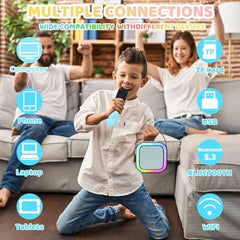 OTOOBEST Wireless Bluetooth Karaoke Microphone with HD Speaker & Flashing LED Lights | Rechargeable Portable Singing Mic for All People | Pink (Pack of 1)
