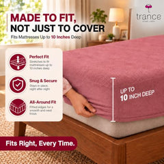Trance Home Linen Premium 220 GSM+ 72"x36" Single Bed Size Cotton Terry Waterproof Mattress Protector | Elasticated Fitted Non-Toxic Bed Protector | Single Bed Mattresses Cover 72x36 inch, Brown