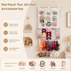 HASTHIP Hair Clip Organizer, 3-Layer Wall Hanging, Large Capacity, Pink