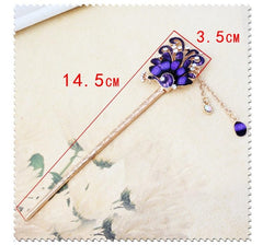 SYGA 1 Piece Ancient Style Pearl Metal Hair Stick Crystal Rhinestones Hair Stick(16 CM) For Women Girls