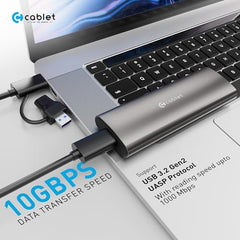 Cablet M.2 NVMe/NGFF SSD Enclosure USB 3.1 Gen2 10Gbps for 2242/2260/2280 M-Key/M+B Key PCIe SSD, Supports Dual Protocol NVMe and NGFF SSD, UASP Max 2TB, Aluminium Case