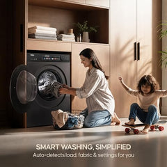 Haier Smart Choice 12 Kg AI Color Panel, One-Touch Smart Wash, Fabric Detection Fully Automatic Front Load Washing Machine with In-Built Heater,WI-FI, Black (HW120-DM14F9BKU1)