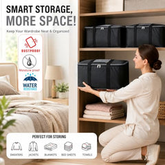 Storite 2 Pack Moisture Proof Nylon Underbed Storage Bag For Clothes Large | (54 x 46 x 28 cm) - BlackRed, Rectangular