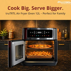 Mr. TRU Manual Air Fryer for Home | Actual 4.5 Liter | 1400 Watt | 1 Year Warranty | Uses 90% less Oil | Time & Temp Control Knobs | Glossy Black