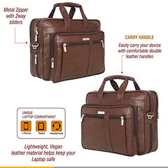 Zipline Laptop bags for men office use | Synthetic Leather laptop bag for Man women, 15.6" compatible Laptop, Macbook, Macbook Pro Messenger Bags for Men & Women (1-Brown Bag)
