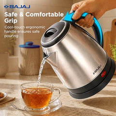 Bajaj KTX 1.8 Litre DLX Electric Kettle | 1350 Watts Kettle with Stainless Steel Body | Cordless Operation | Auto Shut-off Mechanism | 2-Yr Warranty 【Black】