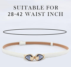 SYGA Women Leather Belt Thin Skinny Metal Elastic Buckle WaistBelt 22-36 Waist Belt
