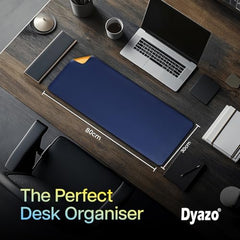 Dyazo Vegan PU Leather Mouse Pad for Remote Work/Office/Gaming, Large Desk Mat, Dual-Sided Anti-Slip, Water-Resistant Design (800 x 300mm, Navy Blue & Yellow)