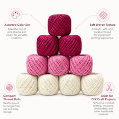 Crochet Cotton Thread Yarn Combo, 10 Rolls for Knitting, Crochet, Embroidery and Craft Making, Soft Decorative Thread for Handmade DIY Projects, Yellow & Green