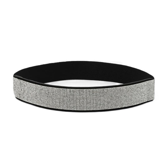 SYGA Women's Rhinestone Elastic belt with diamonds, fashionable and versatile dress, crystal girdle Belt(Black)