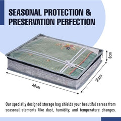 Kuber Industries Non-Woven Saree Storage Bag | Clothes Storage Bag | Wardrobe Storage Bag | Cloth Storage Organizer | Top Visible Window Saree Bag | Bow Golden Printed | 3 Inch | Pack of 6 | Maroon