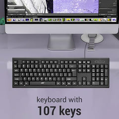 Ant - Wired Keyboard for PC, Laptop, Desktop, Computer, Notebook. USB Keyboard Compatible with Dell, Acer, HP, Samsung and More, with UK Layout – Black – 01