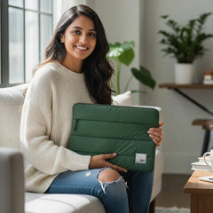 DailyObjects Large Stria Portable Laptop Sleeve | Durable Polyester |Compatible with Laptop/MacBook Air/Pro Upto 16 Inch |Lightweight Water Resistant Fabric |Padded Compartment with Zip Closure- Grey