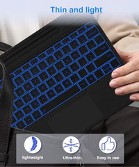 Bucewkde Surface Pro Keyboard for 3/4/5/6/7/7Plus 12.3 Inch, Ultra-Slim Wireless Bluetooth Surface Keyboard with Palm-Rejection Trackpad, 7-Color Backlit, Sleep/Wake Function, Long Battery Life