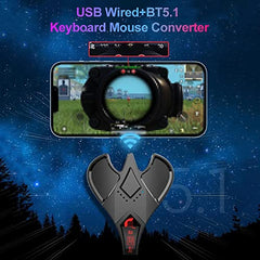 YIWENG M3 Mobile Game Keyboard Mouse Converter Adapter USB Wired+BT5.1 Dual-Mode Connection Support 18W PD Fast Charging, Black