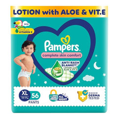 Pampers Complete Skin Comfort Pants, X-Large (XL), 168 Count, Anti-rash blanket, Lotion with Vitamin E & Aloe Vera, 12-17kg