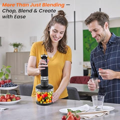 INALSA Hand Blender Mixer|1350W Copper Motor|Chopper,Coffee Beater/Frother,Whisker&Jar Attachment|Low Noise|20 Speed Control&Turbo Mode|BPA Free|Anti-Splash|2-Yr Warranty,Robot INOX 1350 Blend N Froth