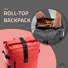 TRIPOLE Tusker Roller Top Laptop Backpack for Daily Use and Travelling | Water-repellent fabric, Anti Theft Pockets and Expandable size (Khaki)