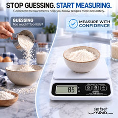 GetSetNova Digital Kitchen Weighing Scale 10kg, Weight Machine for Food | 1g Precision, Tare, LCD Display & Auto-Off | Small Electronic Food Scale for Diet, Baking & Portion Control
