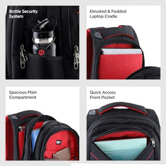 Glint Travel Laptop Backpack | 40L | Fits 15.6" Laptop | Water-Resistant Dobby Polyester | Anti-Theft Pocket, Rain Cover, Ergonomic Straps | Work, Travel & Commute (Grey & Teal)