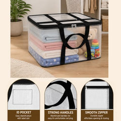 Storite 2 Pack Moisture Proof Nylon Underbed Storage Bag For Clothes Large | (54 x 46 x 28 cm) - BlackRed, Rectangular