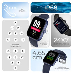 Fastrack Revoltt S1 with 1.83” TFT 2.5D Sqaure Display with Singlesync BT Calling, Heart Rate, SpO2 & Sleep Tracking,IP68,Nitro Fast Charging,Upto 5 Days Battery- Smart Watch for Man and Woman-Wine
