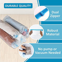 16 Travel Compression Bags Vacuum Packing, Roll Up Travel Space Saver Bags for Luggage, Cruise Ship Essentials (6 Large Roll/6 Medium Roll/4 Small Roll)